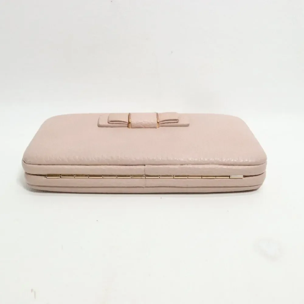Classic Clutch Hard Case Wallet Women Pink Blush Faux Pebble Leather ID Cards